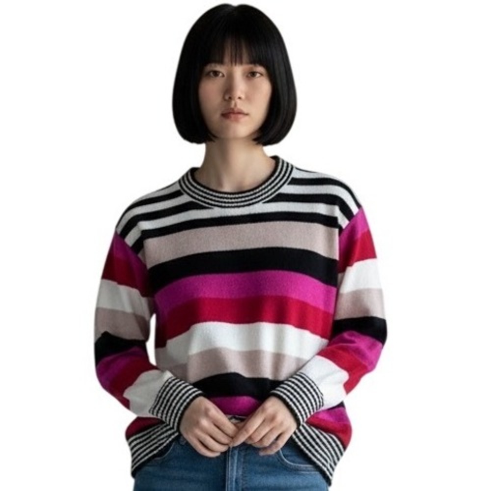 LOFT Outlet Striped Crew Neck Long Sleeve Sweater Women's Size L